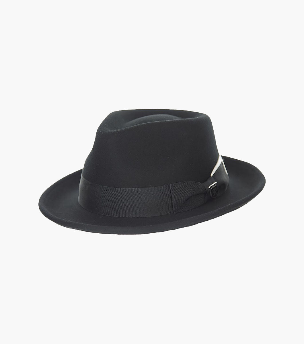 Stacy Adams Mickey Fedora Wool Felt Pinch Front Hat Men’s Hats - White