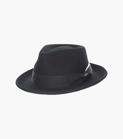 Stacy Adams Mickey Fedora Wool Felt Pinch Front Hat Men’s Hats - White