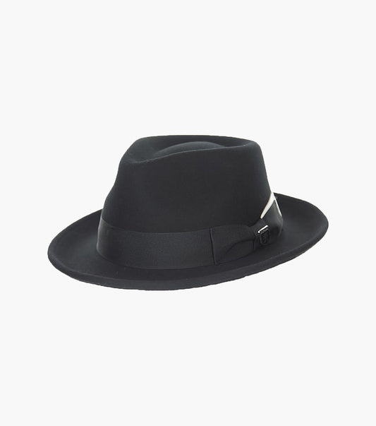 Stacy Adams Mickey Fedora Wool Felt Pinch Front Hat Men’s Hats - White