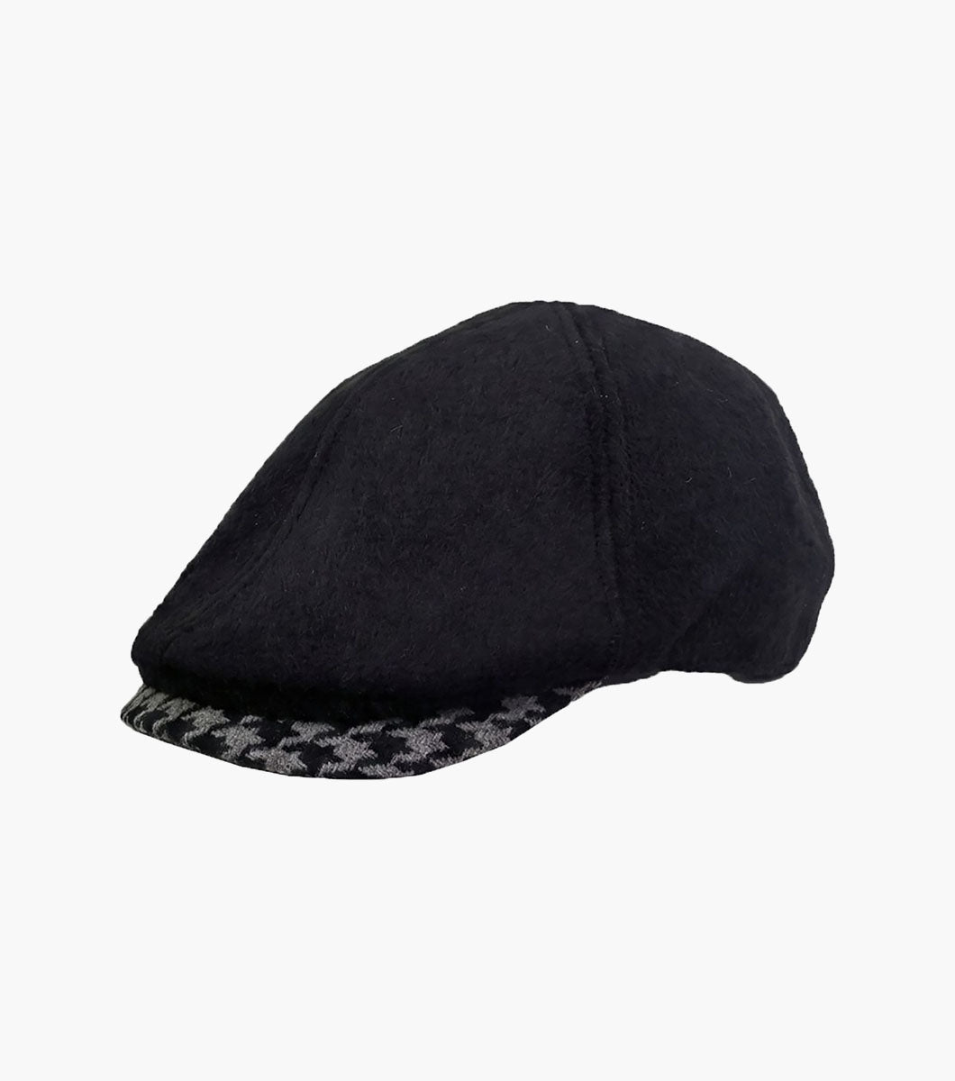 Stacy Adams Sorvino Flat Cap Wool Flat Cap Men’s Hats - Black