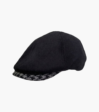 Stacy Adams Sorvino Flat Cap Wool Flat Cap Men’s Hats - Black