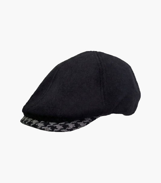 Stacy Adams Sorvino Flat Cap Wool Flat Cap Men’s Hats - Black