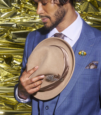 Stacy Adams Ash Fedora Crushable Wool Felt Pinch Front Hat Men’s Hats - Camel