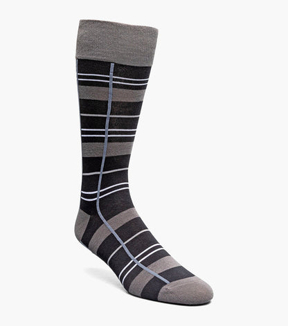 Stacy Adams Alternating Stripes Men's Crew Dress Socks Men’s Socks - Black
