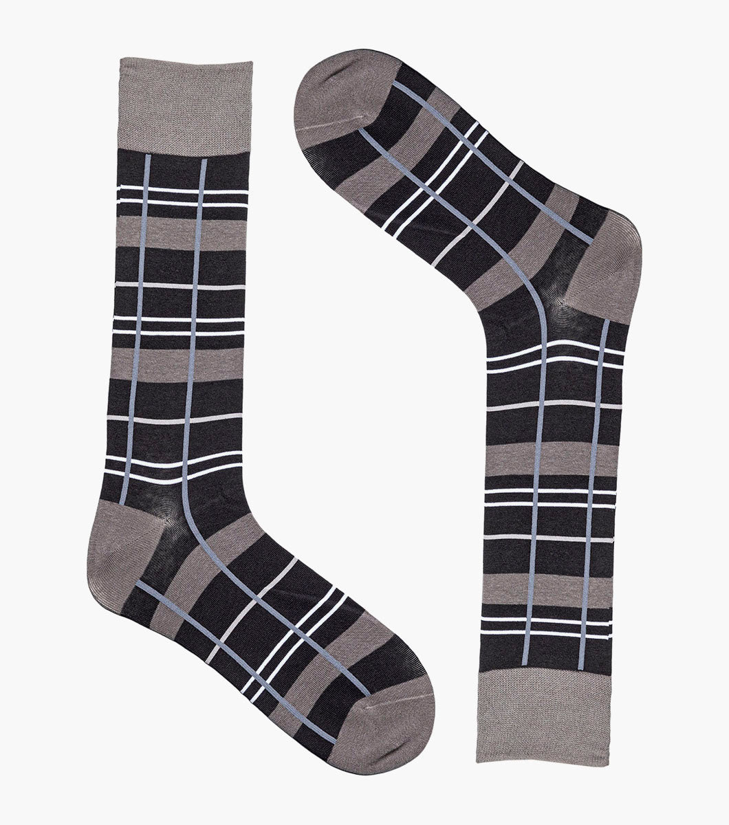 Stacy Adams Alternating Stripes Men's Crew Dress Socks Men’s Socks - Black
