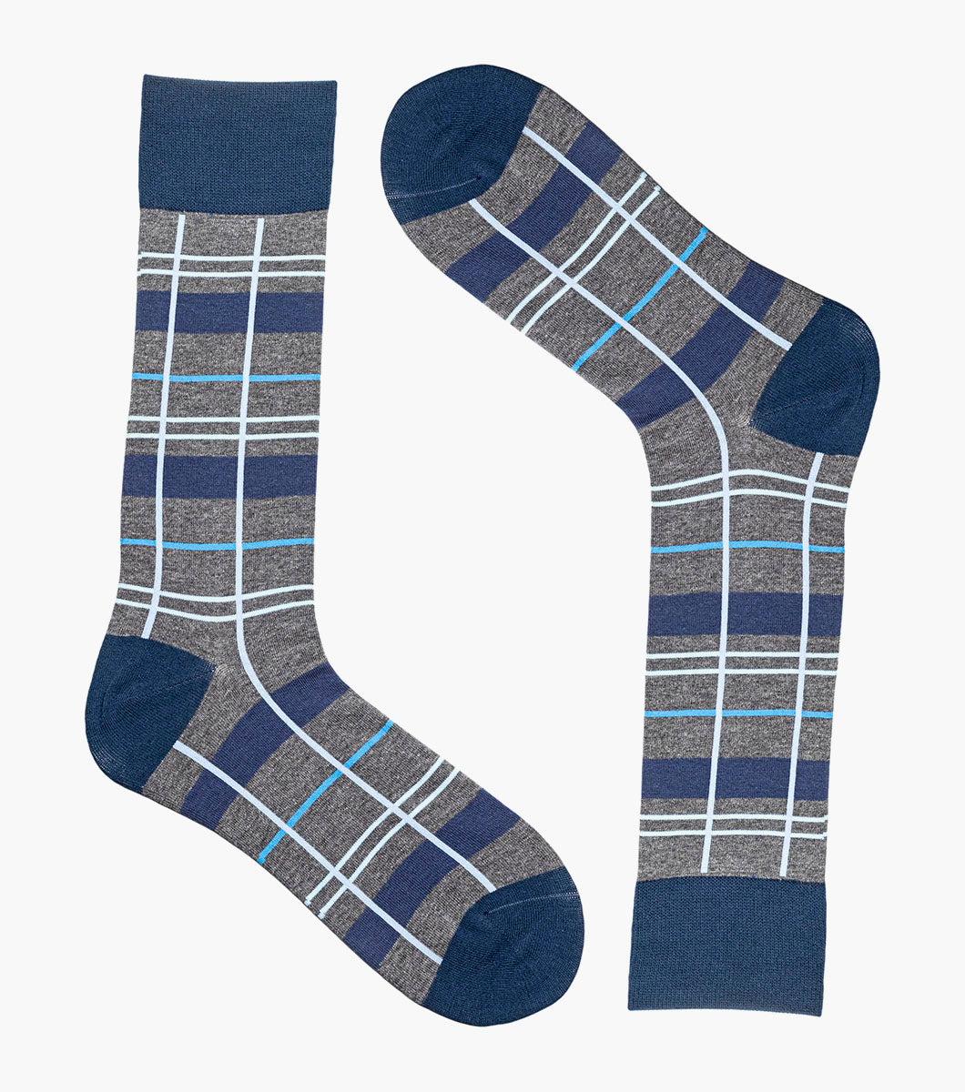 Stacy Adams Alternating Stripes Men's Crew Dress Socks Men’s Socks - Blue Multi