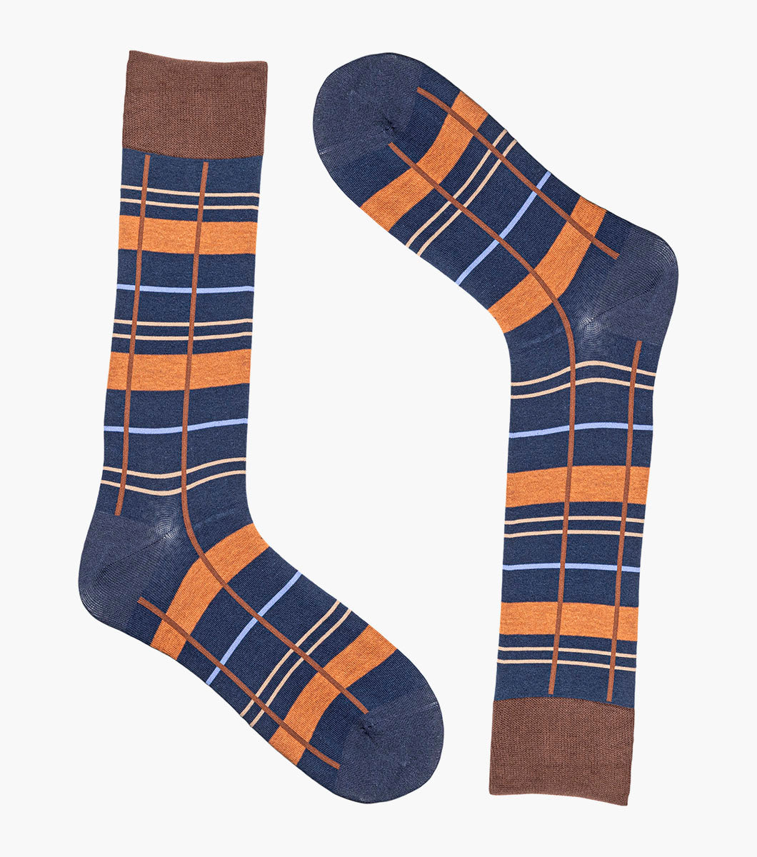 Stacy Adams Alternating Stripes Men's Crew Dress Socks Men’s Socks - Navy
