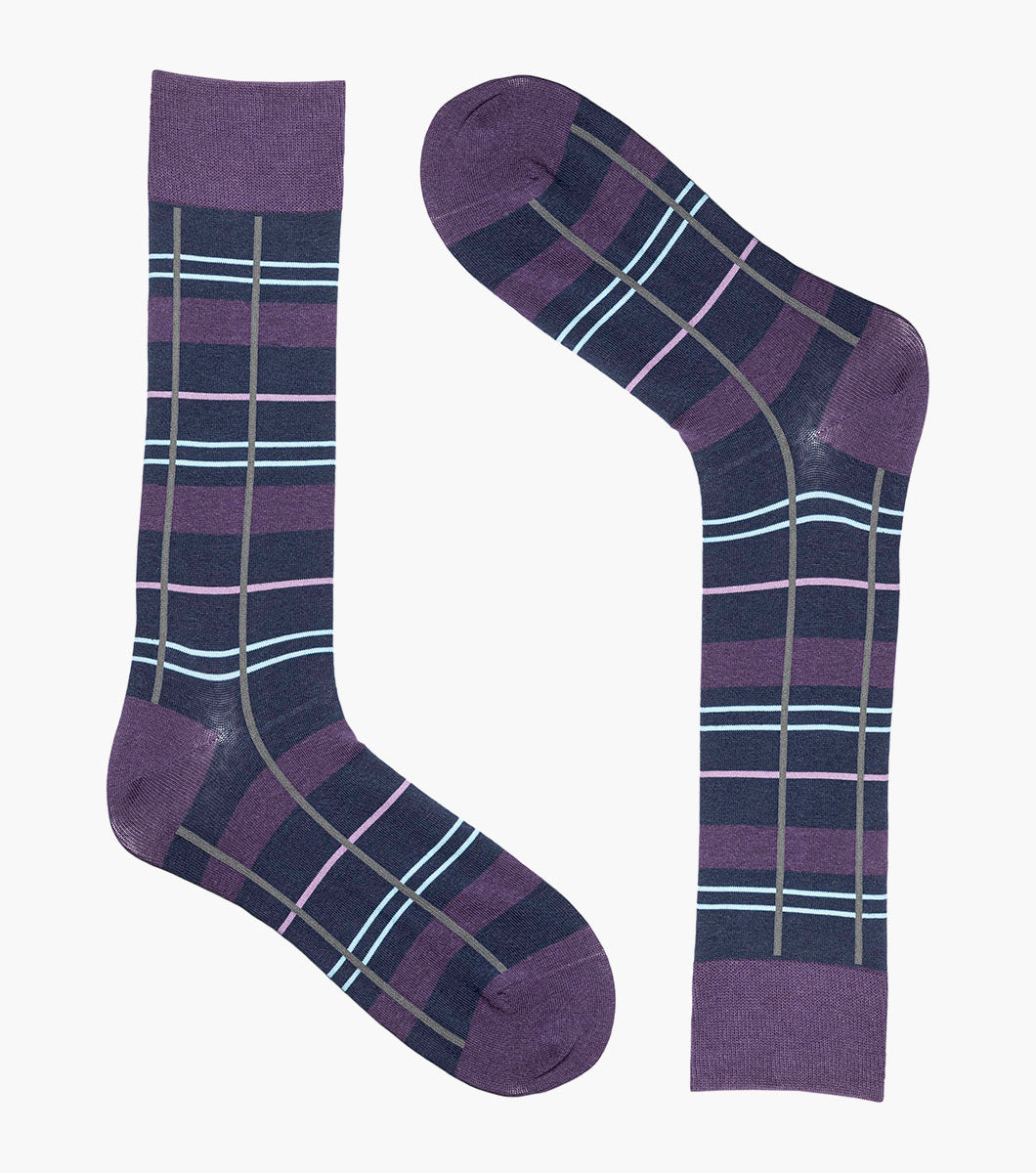Stacy Adams Alternating Stripes Men's Crew Dress Socks Men’s Socks - Purple
