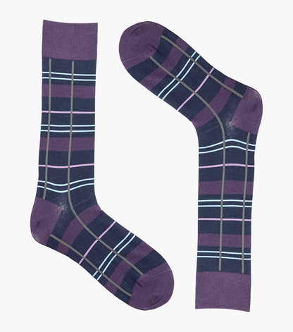 Stacy Adams Alternating Stripes Men's Crew Dress Socks Men’s Socks - Purple