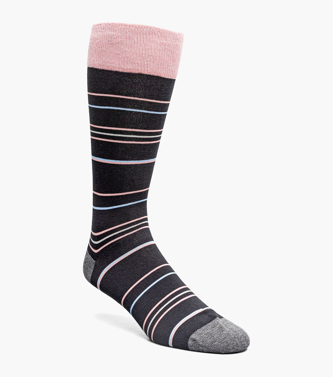 Stacy Adams Narrow Stripes Men's Crew Dress Socks Men’s Socks - Black Multi