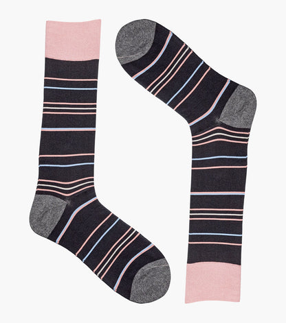 Stacy Adams Narrow Stripes Men's Crew Dress Socks Men’s Socks - Black Multi