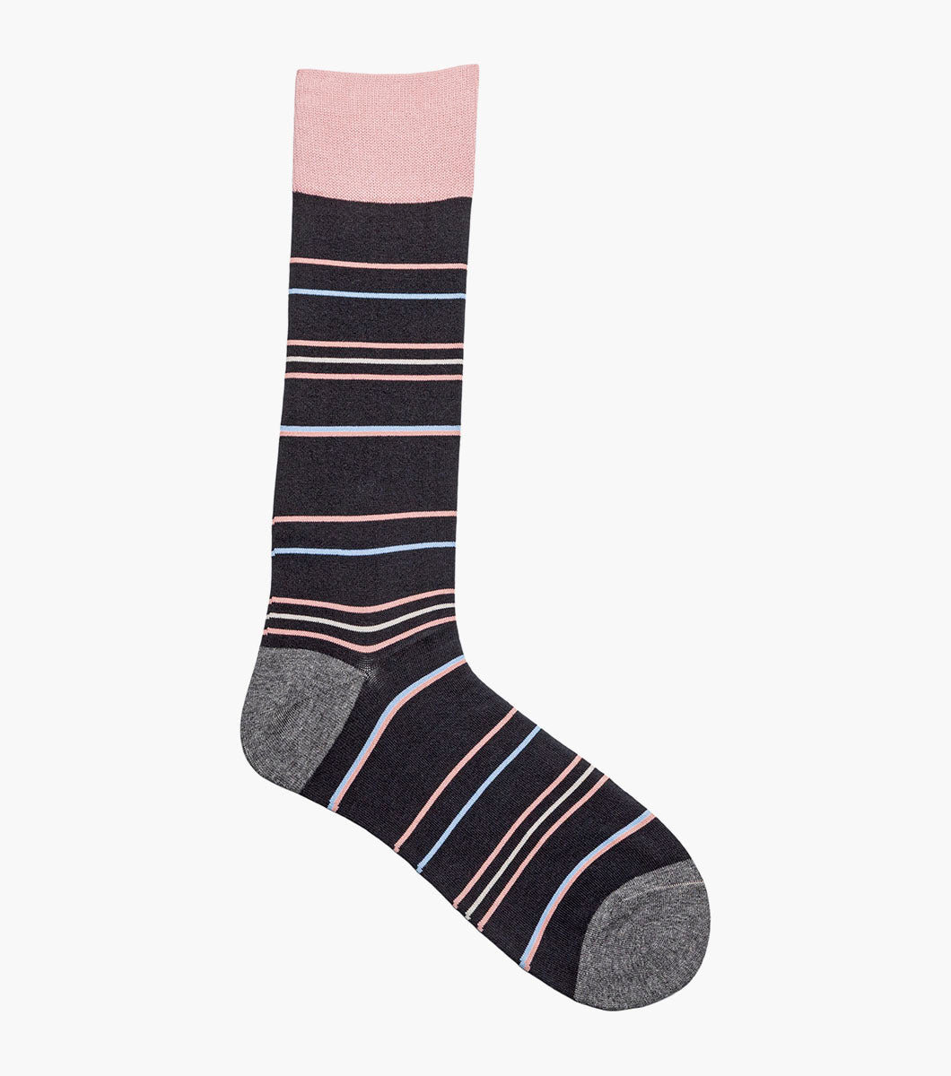 Stacy Adams Narrow Stripes Men's Crew Dress Socks Men’s Socks - Black Multi