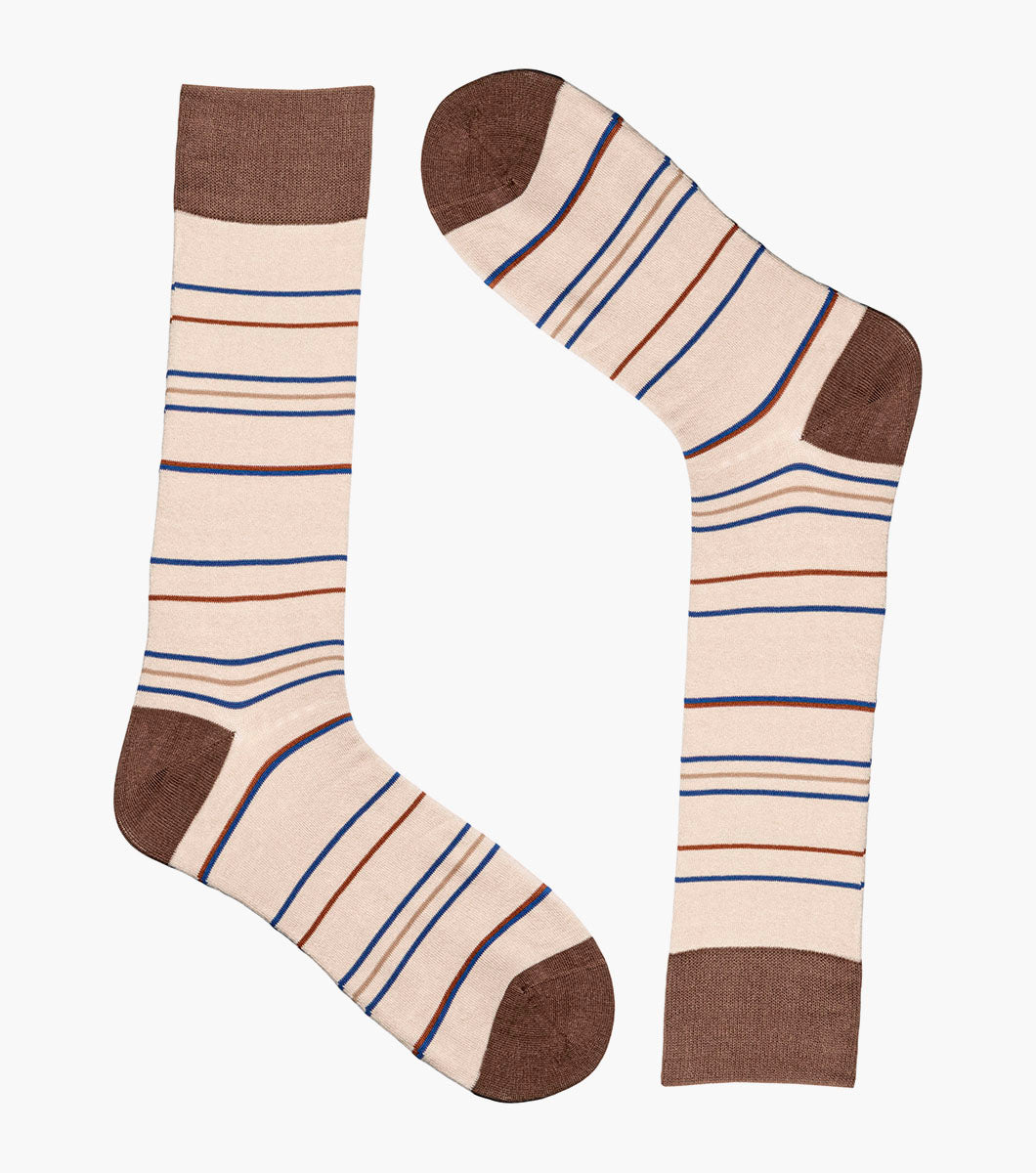 Stacy Adams Narrow Stripes Men's Crew Dress Socks Men’s Socks - Tan