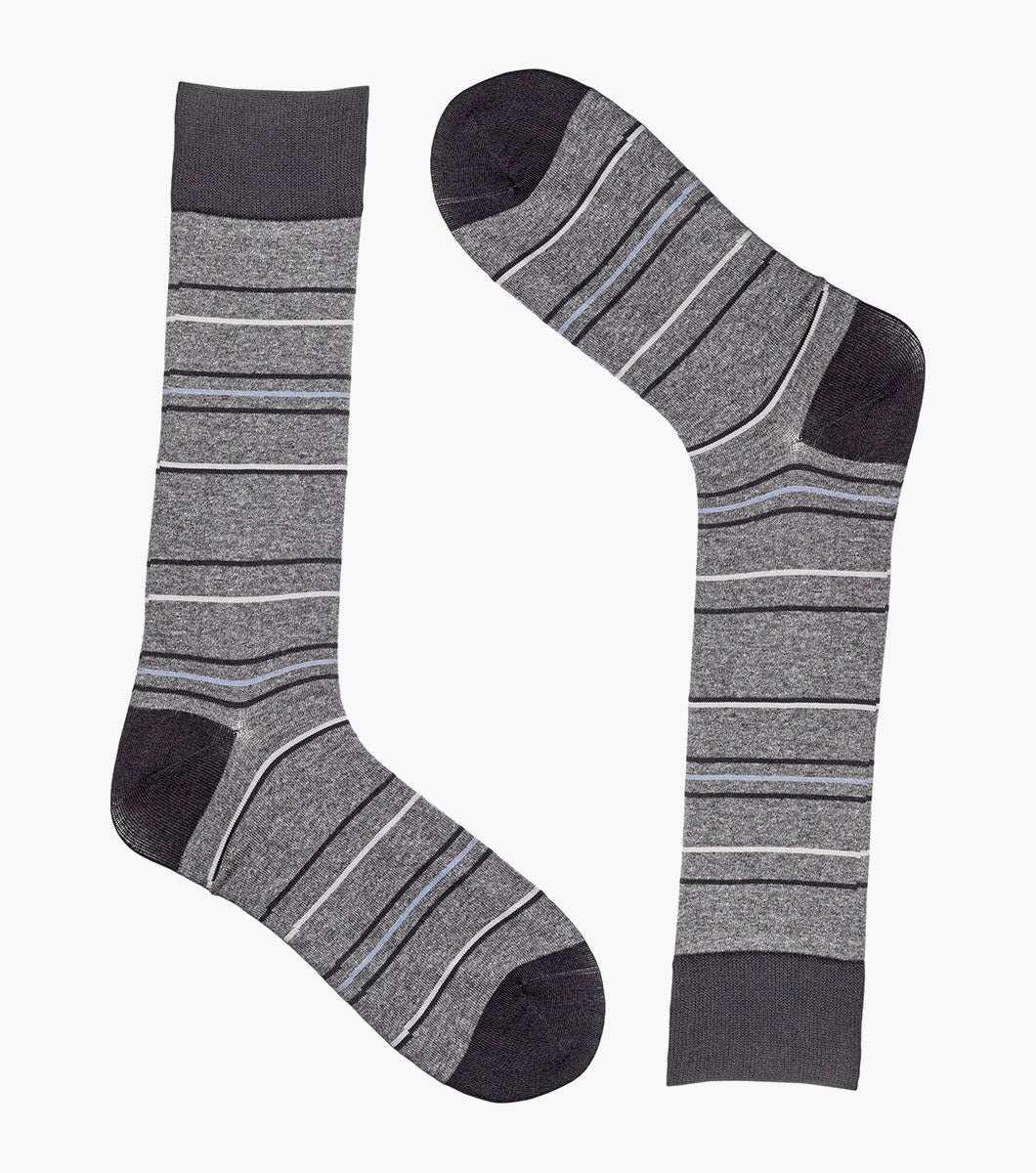 Stacy Adams Narrow Stripes Men's Crew Dress Socks Men’s Socks - Charcoal