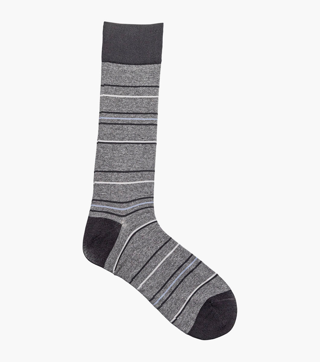 Stacy Adams Narrow Stripes Men's Crew Dress Socks Men’s Socks - Charcoal