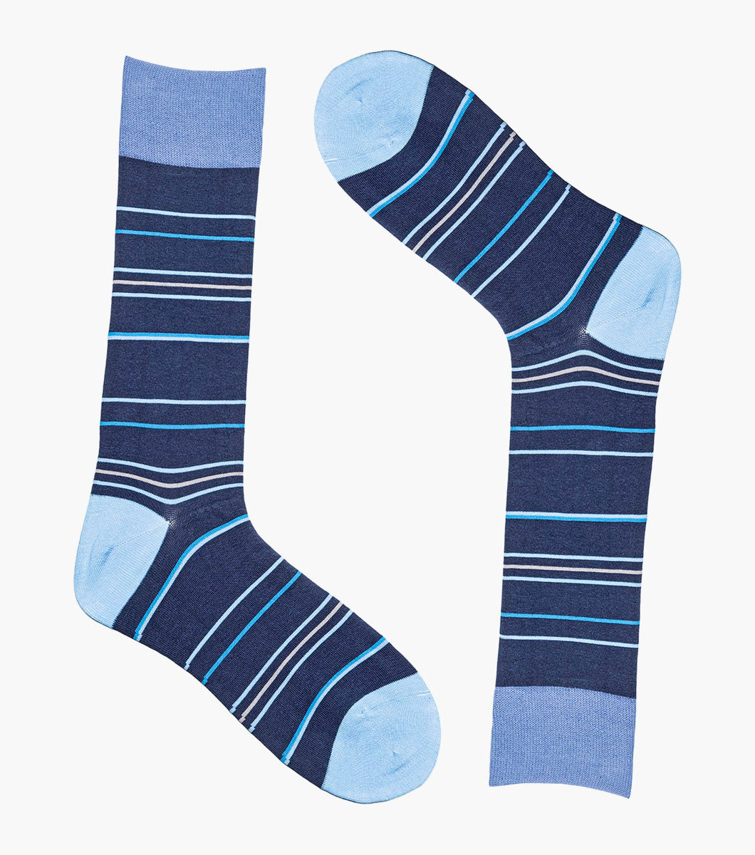Stacy Adams Narrow Stripes Men's Crew Dress Socks Men’s Socks - Blue Multi
