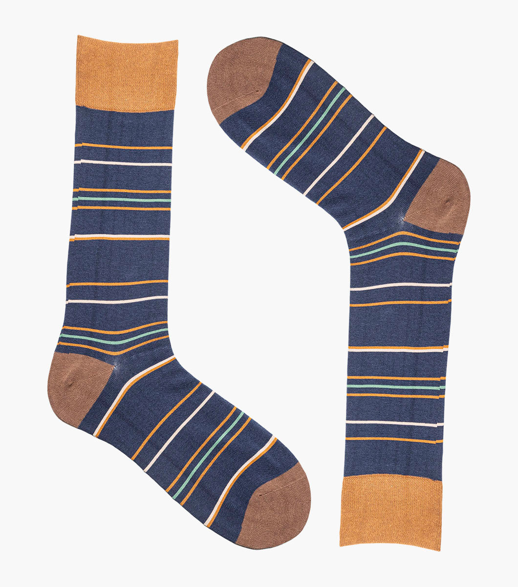 Stacy Adams Narrow Stripes Men's Crew Dress Socks Men’s Socks - Navy Multi