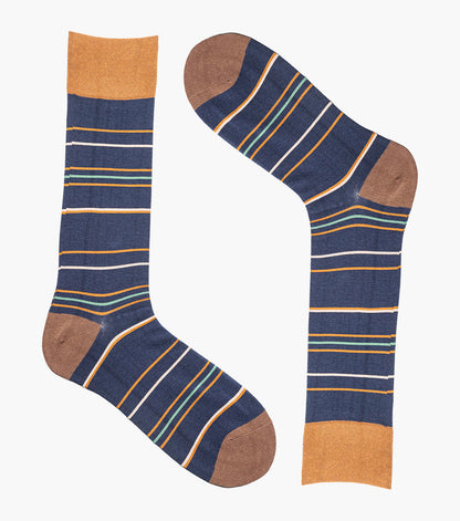 Stacy Adams Narrow Stripes Men's Crew Dress Socks Men’s Socks - Navy Multi