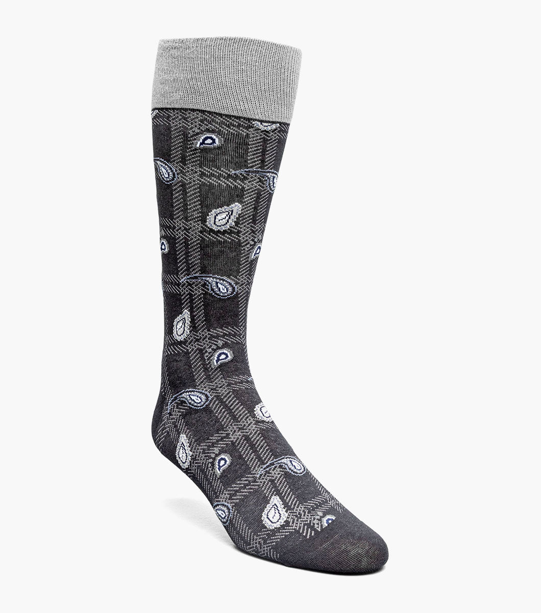 Stacy Adams Plaid Teardrop Men's Crew Dress Socks Men’s Socks - Black
