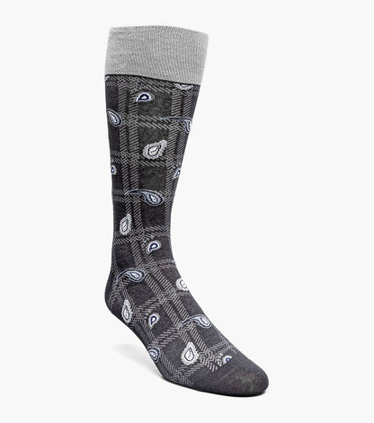 Stacy Adams Plaid Teardrop Men's Crew Dress Socks Men’s Socks - Black