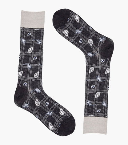 Stacy Adams Plaid Teardrop Men's Crew Dress Socks Men’s Socks - Black