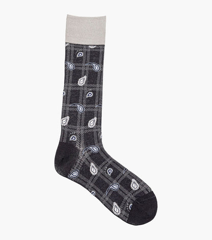 Stacy Adams Plaid Teardrop Men's Crew Dress Socks Men’s Socks - Black