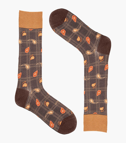 Stacy Adams Plaid Teardrop Men's Crew Dress Socks Men’s Socks - Brown
