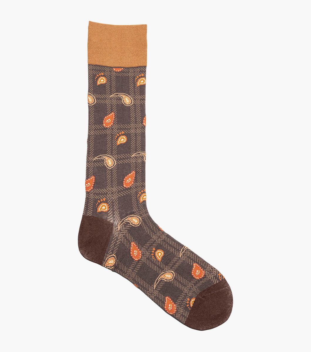 Stacy Adams Plaid Teardrop Men's Crew Dress Socks Men’s Socks - Brown