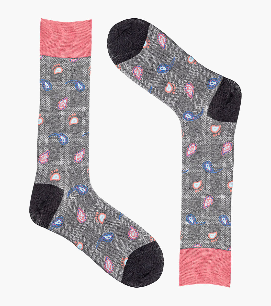 Stacy Adams Plaid Teardrop Men's Crew Dress Socks Men’s Socks - Gray