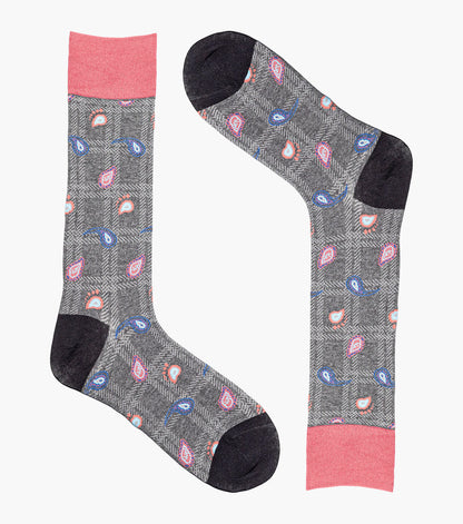 Stacy Adams Plaid Teardrop Men's Crew Dress Socks Men’s Socks - Gray