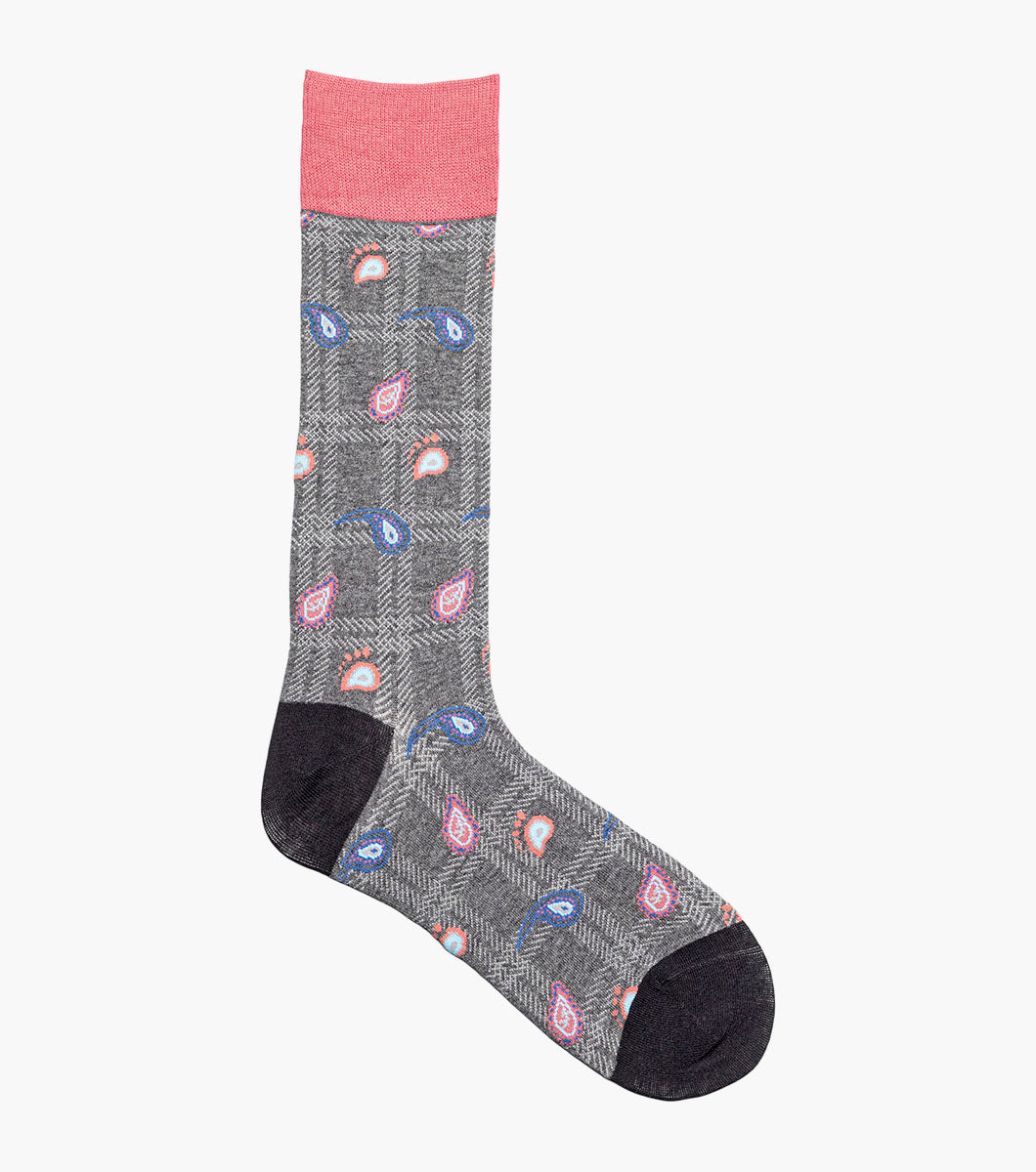 Stacy Adams Plaid Teardrop Men's Crew Dress Socks Men’s Socks - Gray