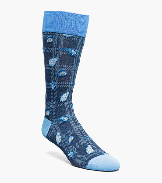 Stacy Adams Plaid Teardrop Men's Crew Dress Socks Men’s Socks - Blue