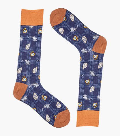 Stacy Adams Plaid Teardrop Men's Crew Dress Socks Men’s Socks - Navy