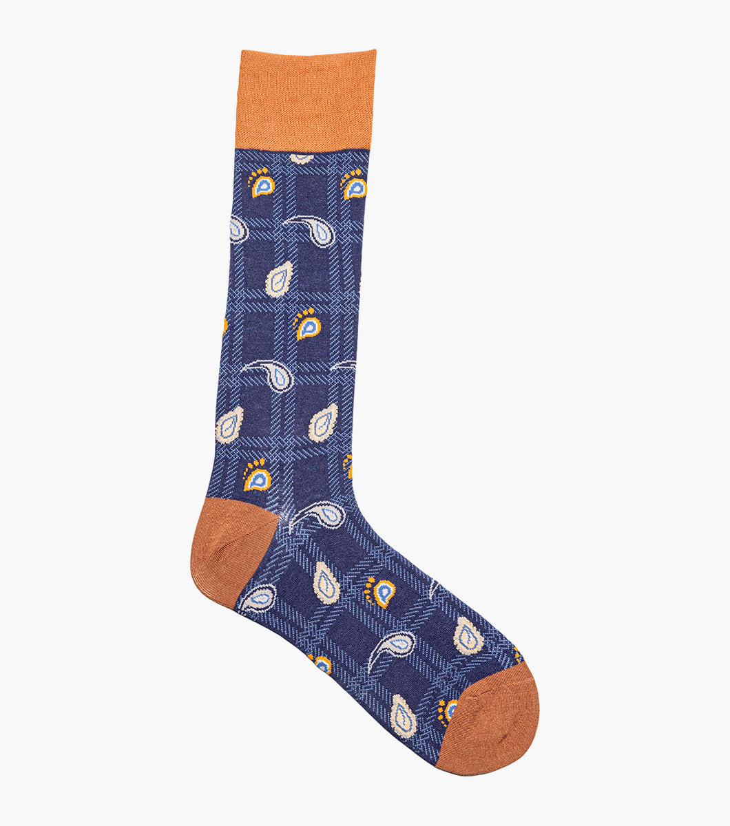 Stacy Adams Plaid Teardrop Men's Crew Dress Socks Men’s Socks - Navy
