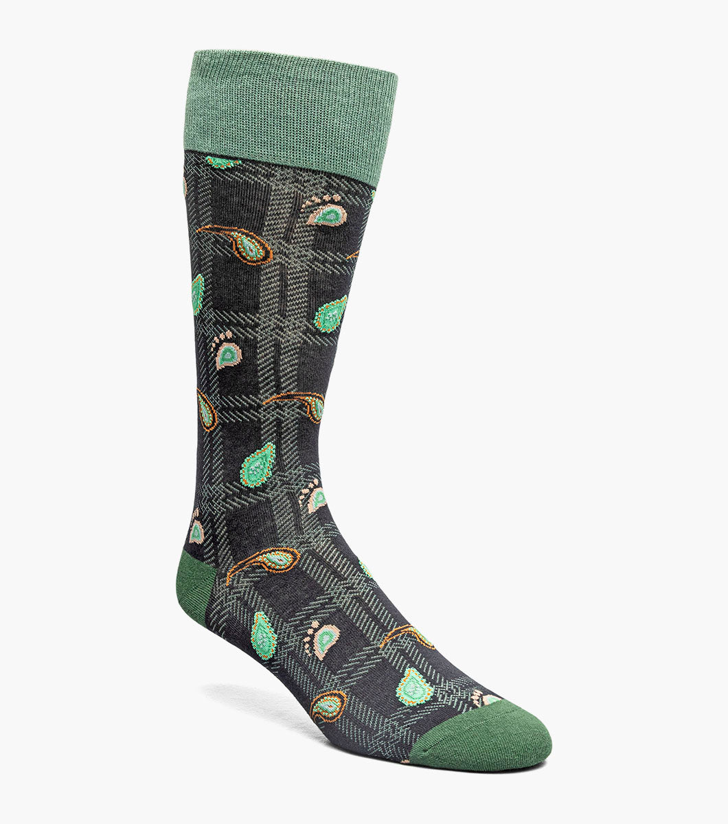 Stacy Adams Plaid Teardrop Men's Crew Dress Socks Men’s Socks - Green