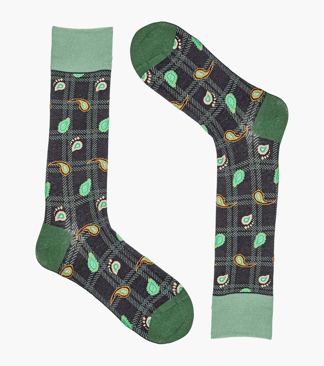 Stacy Adams Plaid Teardrop Men's Crew Dress Socks Men’s Socks - Green