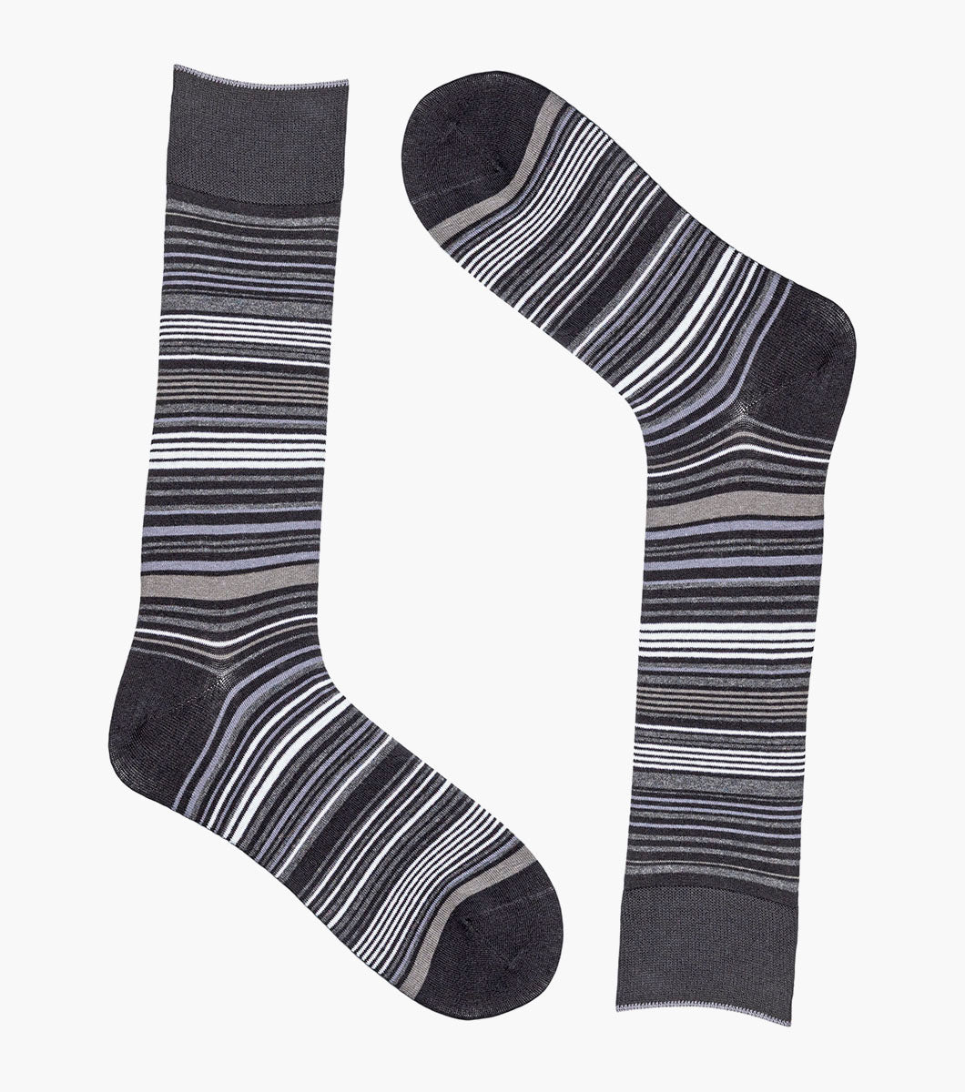 Stacy Adams Multi-Stripe Men's Crew Dress Socks Men’s Socks - Black