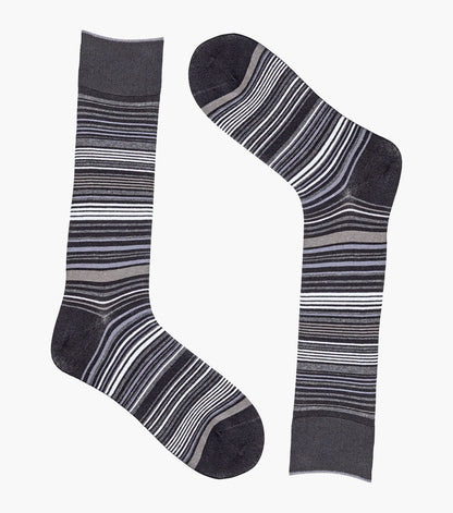 Stacy Adams Multi-Stripe Men's Crew Dress Socks Men’s Socks - Black