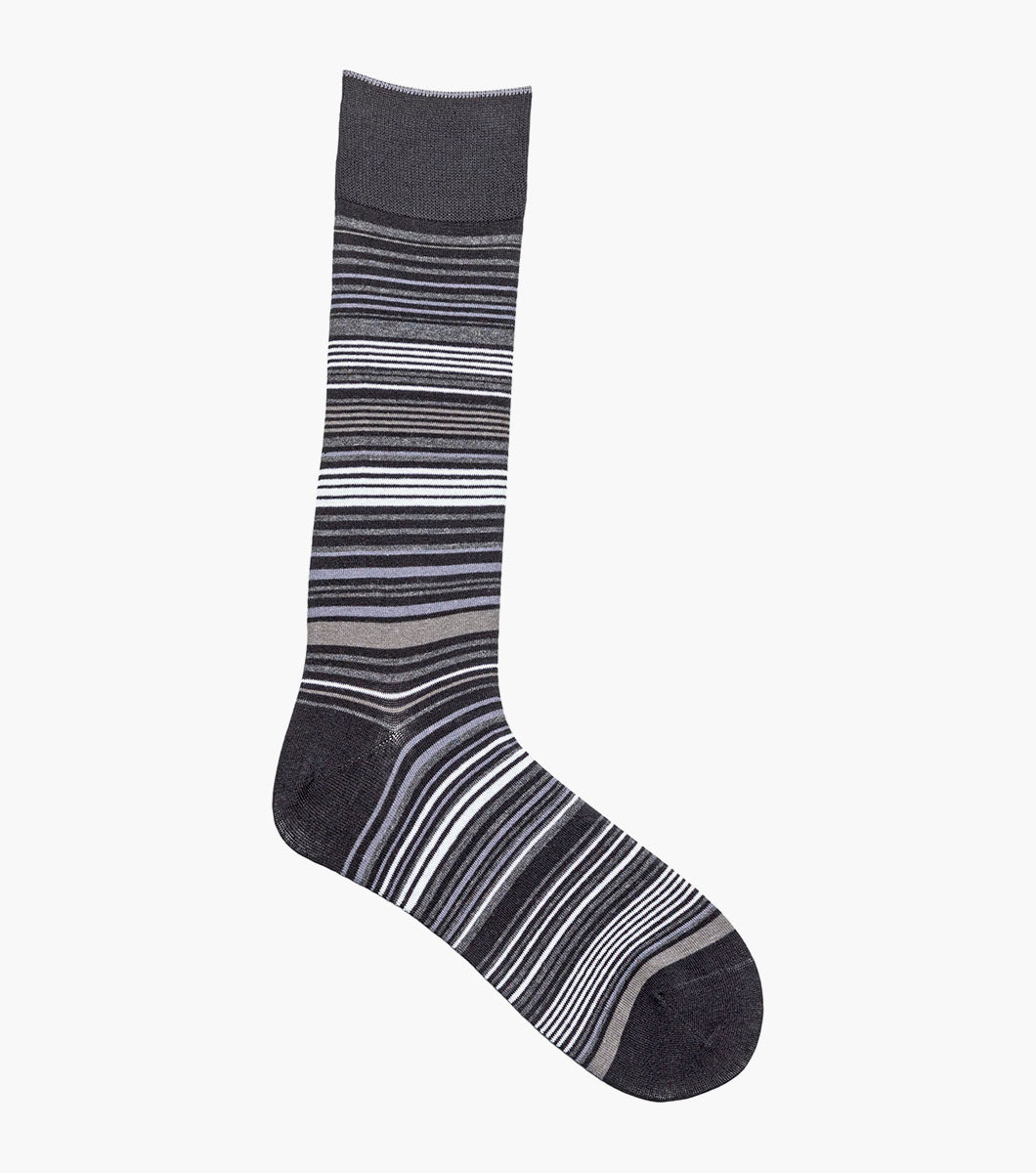Stacy Adams Multi-Stripe Men's Crew Dress Socks Men’s Socks - Black