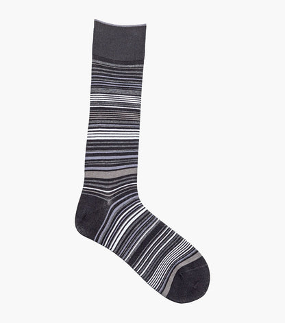 Stacy Adams Multi-Stripe Men's Crew Dress Socks Men’s Socks - Black
