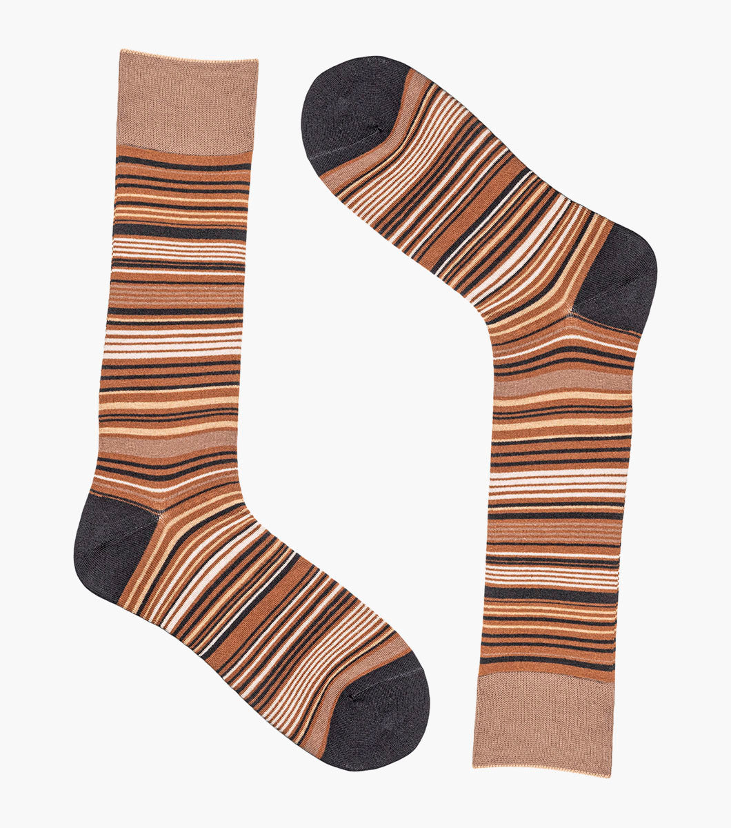 Stacy Adams Multi-Stripe Men's Crew Dress Socks Men’s Socks - Brown