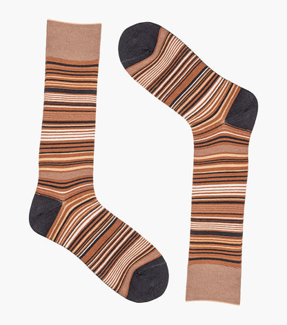 Stacy Adams Multi-Stripe Men's Crew Dress Socks Men’s Socks - Brown