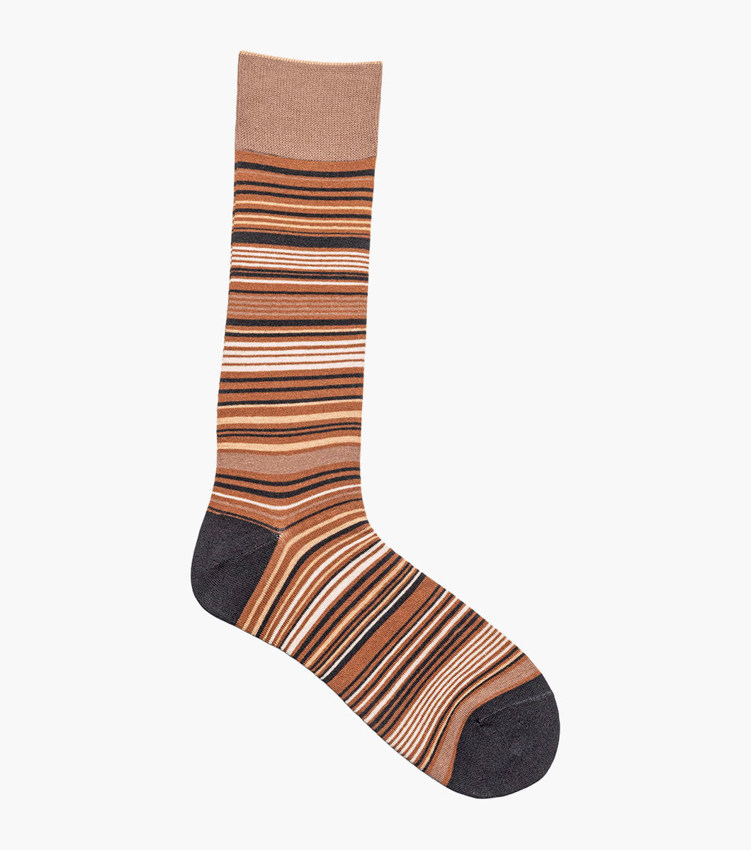 Stacy Adams Multi-Stripe Men's Crew Dress Socks Men’s Socks - Brown
