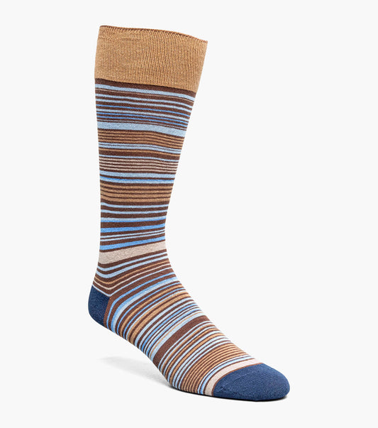Stacy Adams Multi-Stripe Men's Crew Dress Socks Men’s Socks - Brown Multi