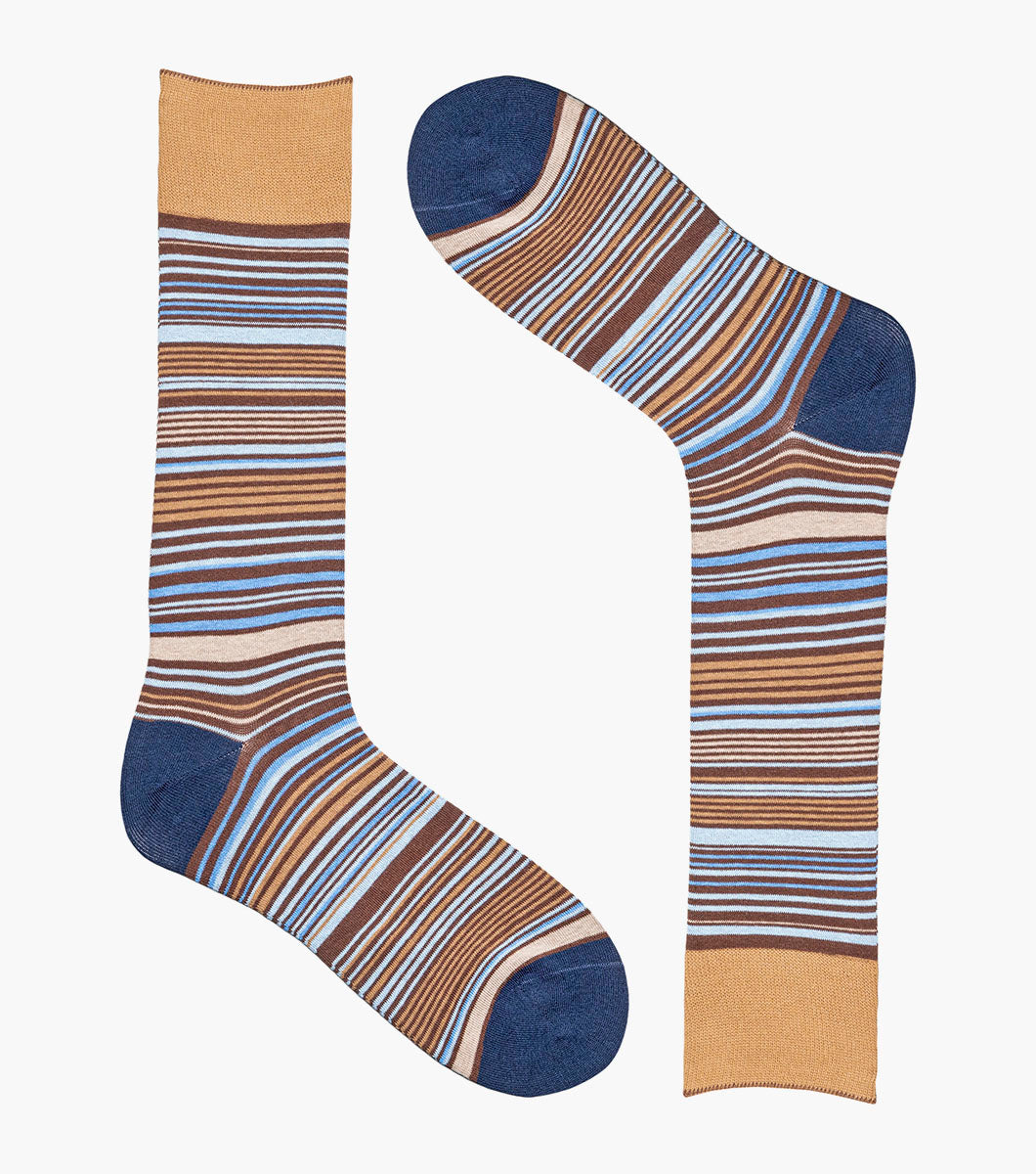 Stacy Adams Multi-Stripe Men's Crew Dress Socks Men’s Socks - Brown Multi