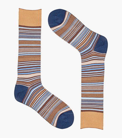 Stacy Adams Multi-Stripe Men's Crew Dress Socks Men’s Socks - Brown Multi
