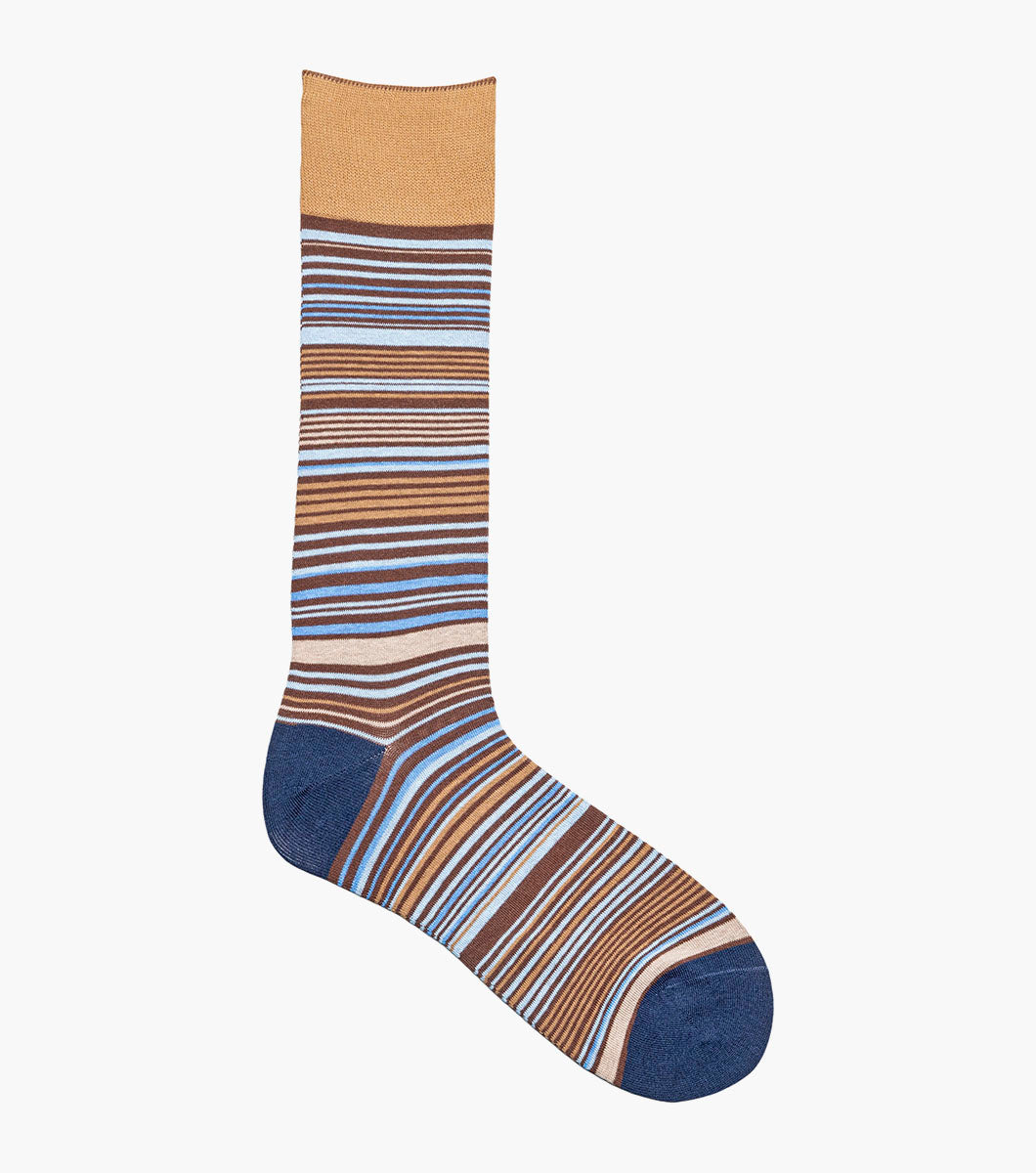 Stacy Adams Multi-Stripe Men's Crew Dress Socks Men’s Socks - Brown Multi