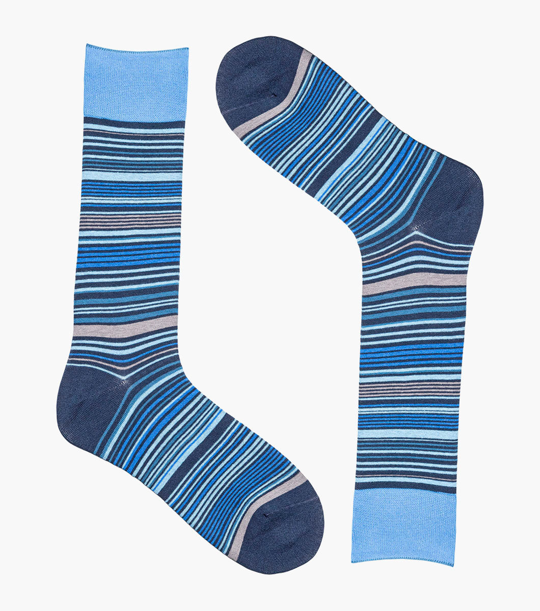 Stacy Adams Multi-Stripe Men's Crew Dress Socks Men’s Socks - Blue