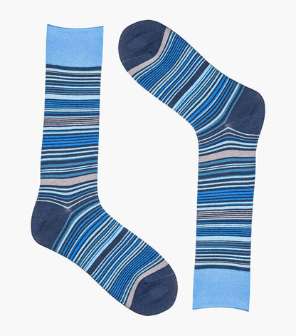Stacy Adams Multi-Stripe Men's Crew Dress Socks Men’s Socks - Blue