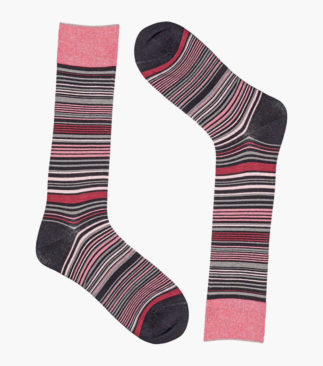 Stacy Adams Multi-Stripe Men's Crew Dress Socks Men’s Socks - Pink Multi